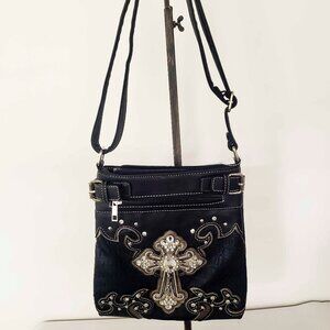 Black Rhinestone Cross Concealed Carry Bag NEW